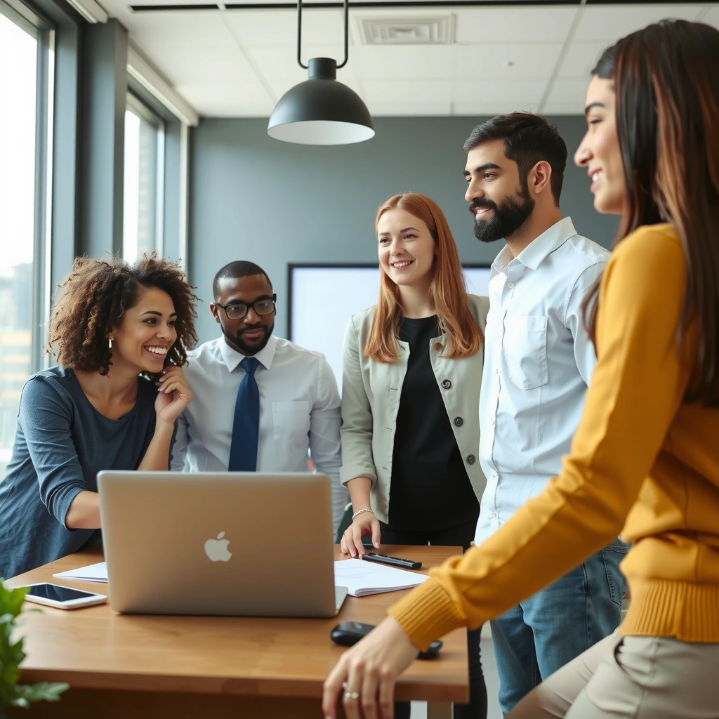 Professional team collaboration in modern office environment